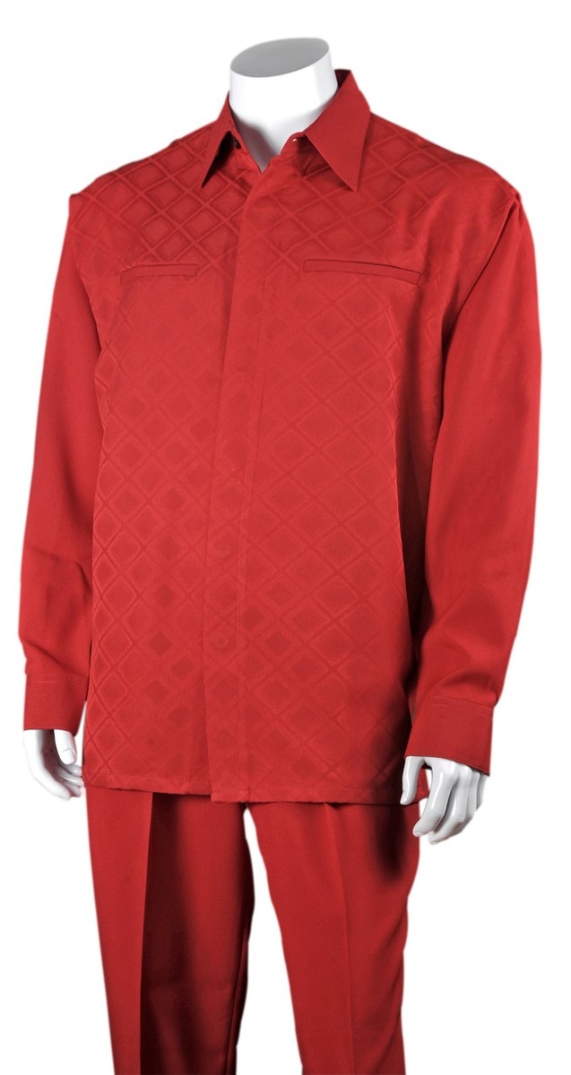 Montique Men's Long Sleeve 2 Piece Walking Suit - Textured Stripes