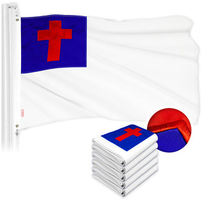 NEW G128 Christian Flag 5-Pack 2x3 FT Religious Embroidered 300D Polyester