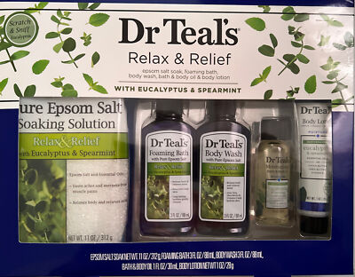 NEW DR TEALS RELAX & RELIEF  WITH EUCALYPTUS & SPEARMINT BATH AND BODY GIFT SET