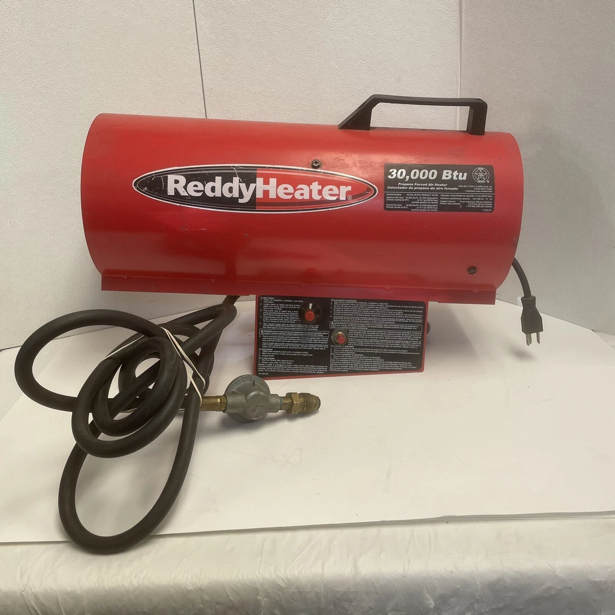Reddy Heater Propane 30,000 BTU Heats up to 700 Sq Ft Forced Air Red  18u0026#034; RLP30 | eBay