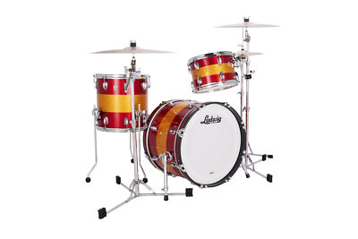Ludwig Classic Maple Triband Red Gold Red Downbeat 14x20_8x12_14x14 Drums Shells