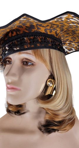 An Original By Ruby Taylor Vintage Leopard Cheetah Animal Print Felt Tilt Hat - Picture 12 of 23