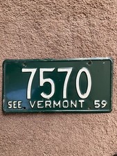 1959 Vermont License Plate - 7570 - Nice!