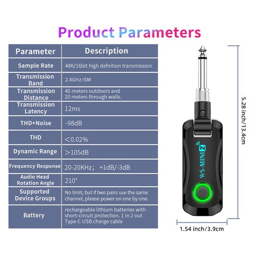 2.4G 4 Channels Wireless Guitar System Transmitter Receiver with Charging Case - Picture 8 of 13
