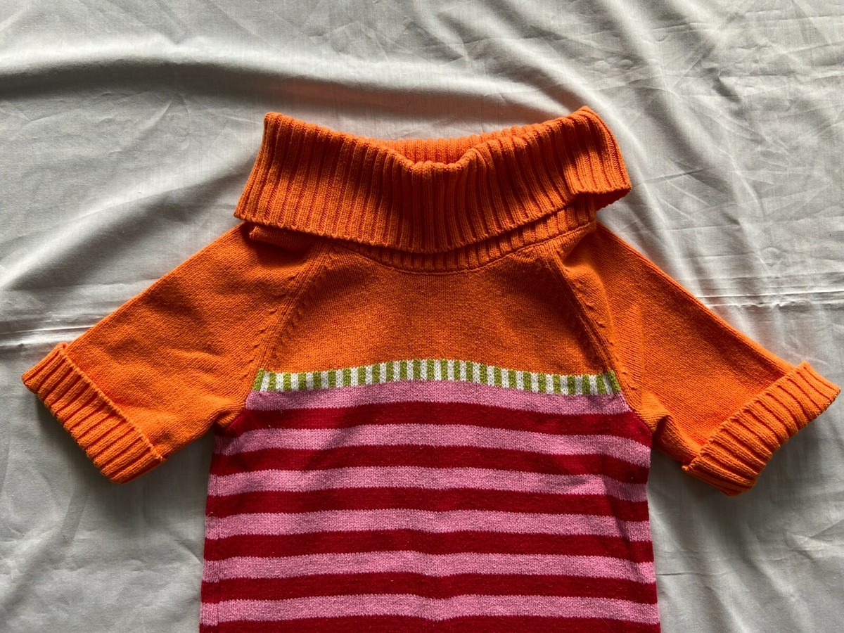 Robe Pull Gymboree Cozy Cutie Rayée - Taille 6, Couleurs Orange, Rose, Rouge, Vert, Manches Courtes