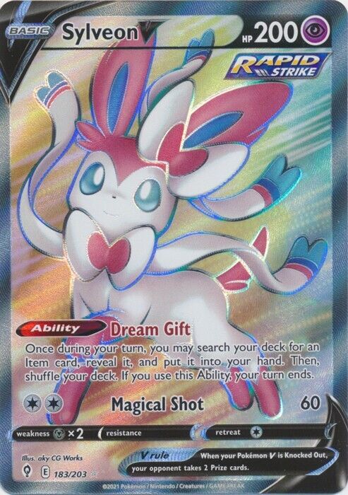 Sylveon V Full Art 183/203 Ultra Rare Evolving Skies Pokemon Sylveon V Full Art 183/203 Ultra Rare Evolving Skies Pokemon