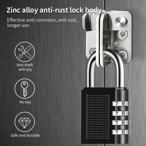 4 Digit Combination Padlock Heavy Duty Outdoor Lock Gym Travel Luggage Locker - Picture 2 of 7