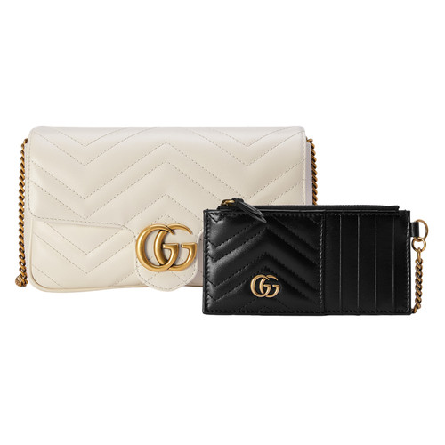 GUCCI GG Marmont Small $2100 White Leather Shoulder Bag New And Authentic