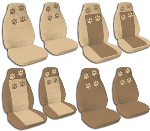 Front Rear car seat covers Brown & Tan Paw Print fits Jeep ...