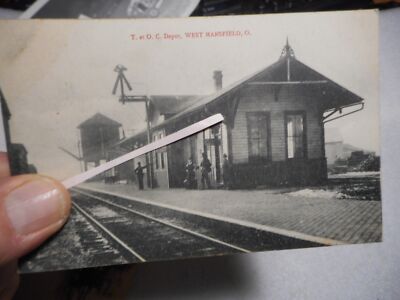 Vintage 1909 T&OC Train Depot West Manfield Ohio Postcard