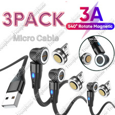 3 Pack Magnetic Micro USB Fast Charging Cable For Android Samsung Charger Cord