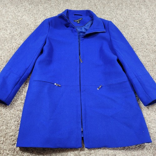 Preston & York Coat 12 Womens Blue Full Zip Woll Blend Collared - Picture 8 of 8
