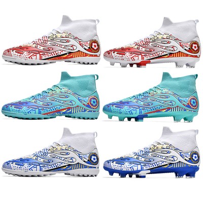  Mens High Top Soccer Cleats Outdoor Football Training Shoes Football Shoes
