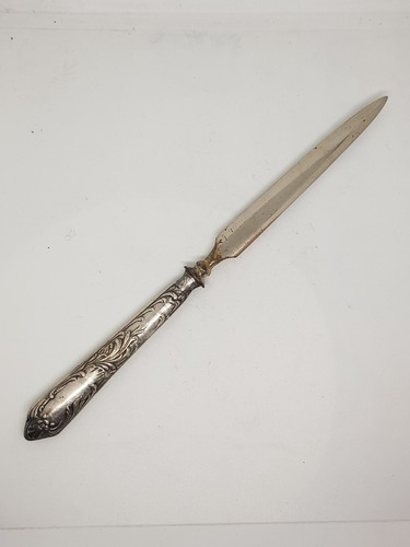 Ancien COUPE PAPIER OUVRE LETTRE manche en Argent lame Acier poinçon Minerve