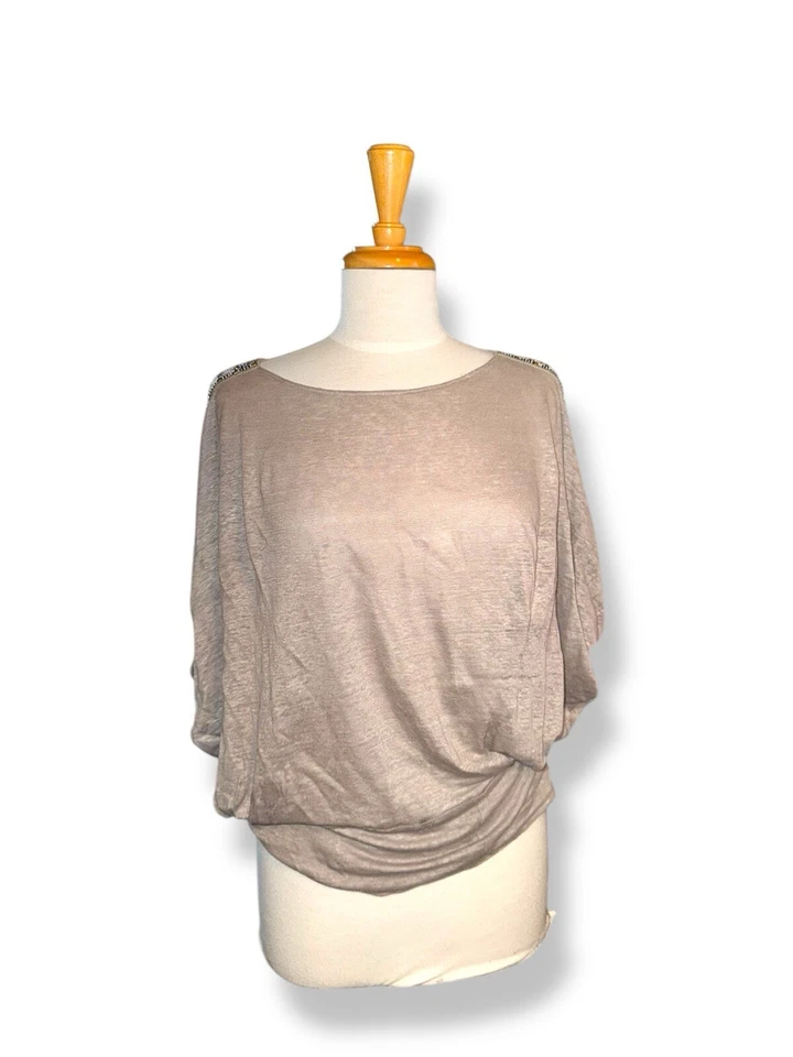 Pullover EMILIO PUCCI de lino tejido con hombros con joyas 01WJ40 gris talla US 6 Foto 2 de 4