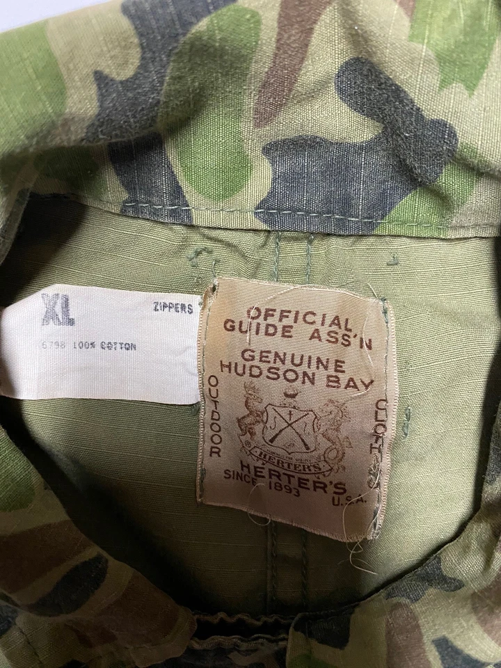 Vintage Hudson Bay Duck Camouflage Overalls Mens XL Herters Made USA Hunting - Image 2 of 4