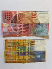 Suisse (Switzerland) 20 and 10 francs banknotes