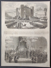 Torino Piazza Castello Vittorio Emanuele II Plebiscito Savoia Stampa antica 1866