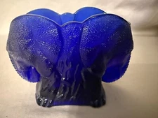 VINTAGE -  Double Elephant Cobalt Blue Glass Toothpick Holder