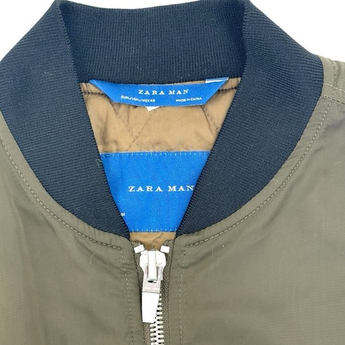 Zara Mens Lightweight Bomber Jacket Olive Green Men's Size Large NWOT - Picture 2 of 10