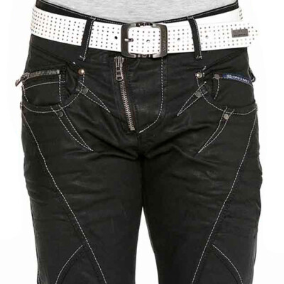 CIPO & BAXX BLACK ZIPP MENS JEANS DENIM STRAIGHT CUT ALL SIZES