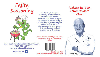 Fajita Seasoning, Burt's Bayou Blends Seasonings