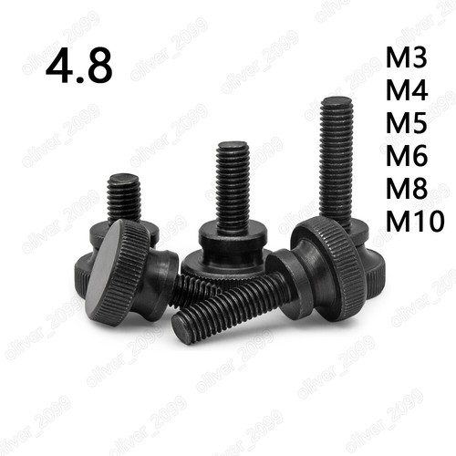 Black 4.8 Steel Knurled Thumb Screws M3 M4 M5 M6 M8 M10 - Picture 2 of 6