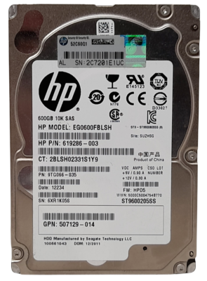 Disco Duro HP 600 GB SAS 10K RPM 6Gb/s 2.5" Para Servidores G6/G7 - Modelo 619286-003