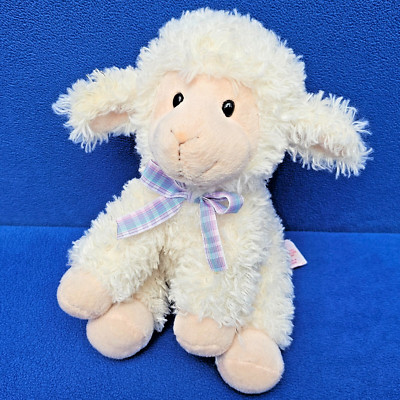RUSS BERRIE SCHAF LAMM FLEECIA STOFFTIER KUSCHELTIER 20 CM PLÜSCHTIER SCHLEIFE