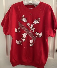 Vtg 90's Volleyball short sleeve sweatshirt unisex XL 46-48 USA red crew unworn