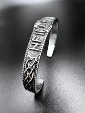 Wikinger Armreif Thors Hammer Edelstahl Runen Knoten Kreis Armband Biker A88