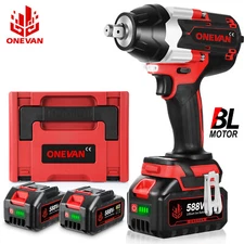 1800Nm Cordless Impact Wrench Torque 1/2" Brushless Impact Gun w/2 Batterie Case