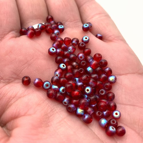 Transparent Preiselbeere Rot Blau AB Finish Tschechisch Glas Zwischenring Perlen (3x4 mm) (RCG31) - Bild 9 von 10