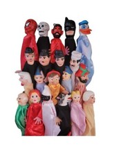 Marionette 35cm burattini teatrino testa terracotta  abiti  tessuto artigianali