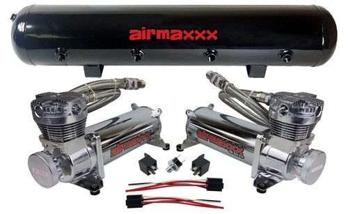 airmaxxx Chrome 480 Air Compressors 1/2" Valves Air Ride Black 7 Switch Tank - Picture 14 of 24