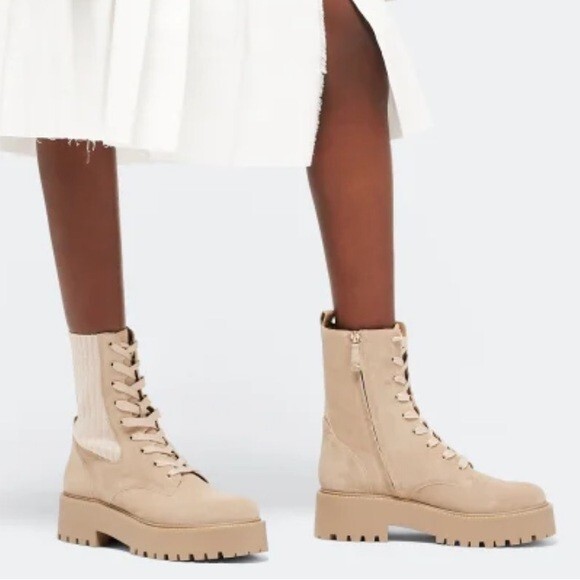SAOLA Stivali Sam Edelman Evina Bootie Beige Combat Lug Sole Nuovi con etichette Donna Taglia 9 5