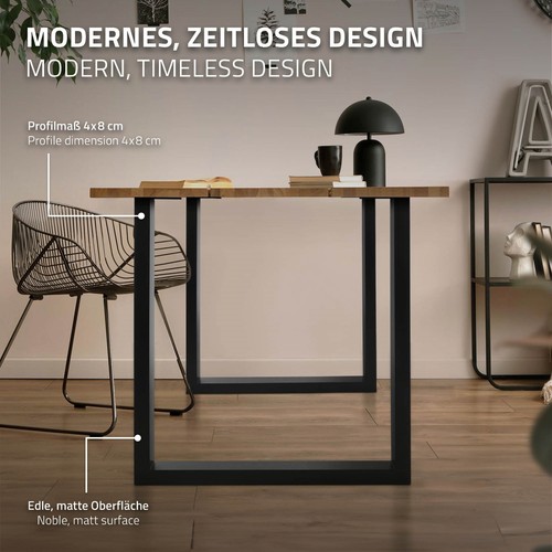 Set de 2 patas para mesa soporte en U bastidor 70 x 74 cm de acero negro mate - Imagen 4 de 8