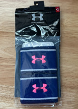 Under Armour Performance Wristband Sweatband Mod456 Blue/White/Pink 2 PK New-NWT