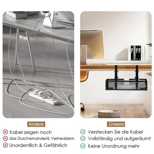 Unter dem Schreibtisch Kabelmanagement Kabelkanal Schreibtisch Kabel Organizer - Afbeelding 3 van 13