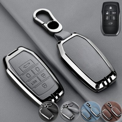 Leather Zinc Alloy Car Smart Key Case Cover For Toyota Trd Alphard Previa 2015+
