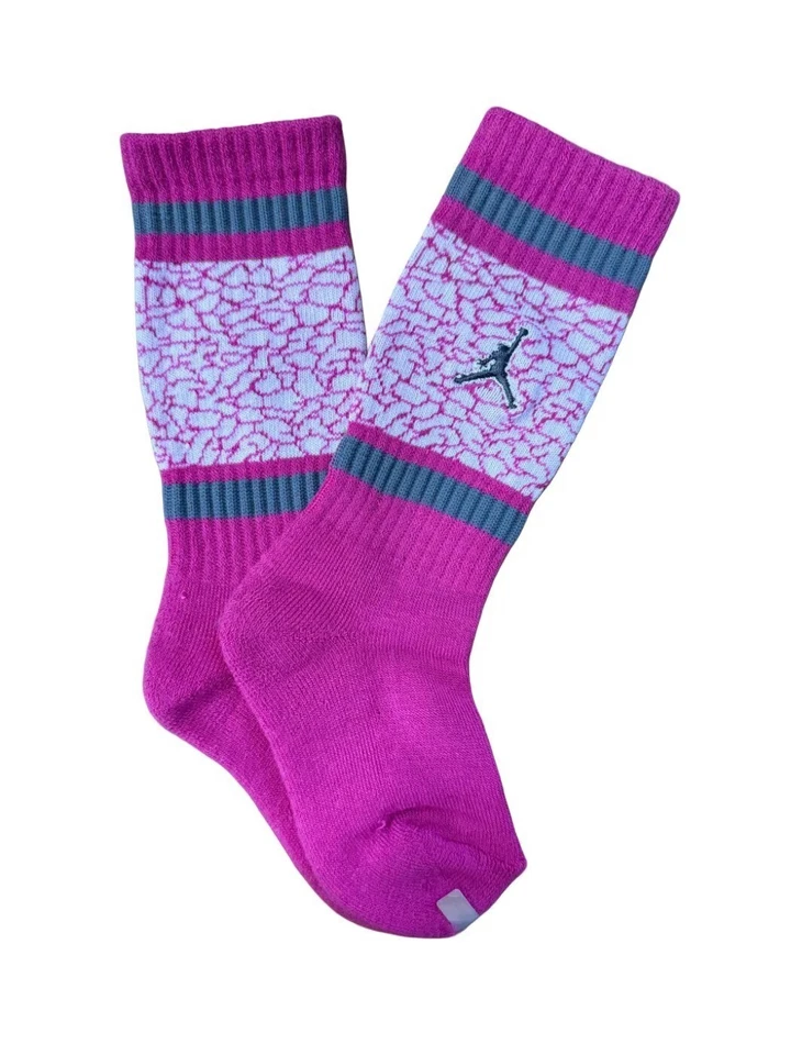 NIke Jordan Jumpman Calcetines High Crew Niña 2 Pares Rosa y Blanco 10C-3Y - NUEVO Foto 4 de 4