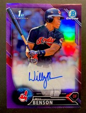 Will Benson Auto /250 2016 Bowman Chrome Draft Pick Purple Refractor CDA-WB Reds