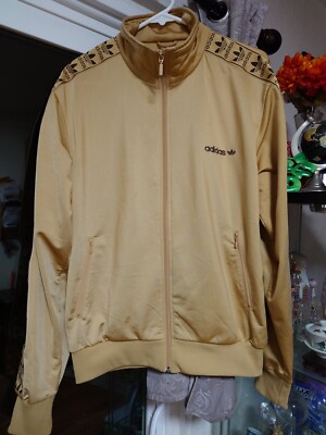 Adidas Originals Track Jacket Top Trefoil Logo Vintage Gold Beige