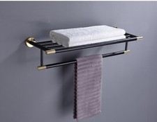 Black Brushed Gold 24 Inch Towel Rack with Towel Bar Holder Towel Shelf Storage