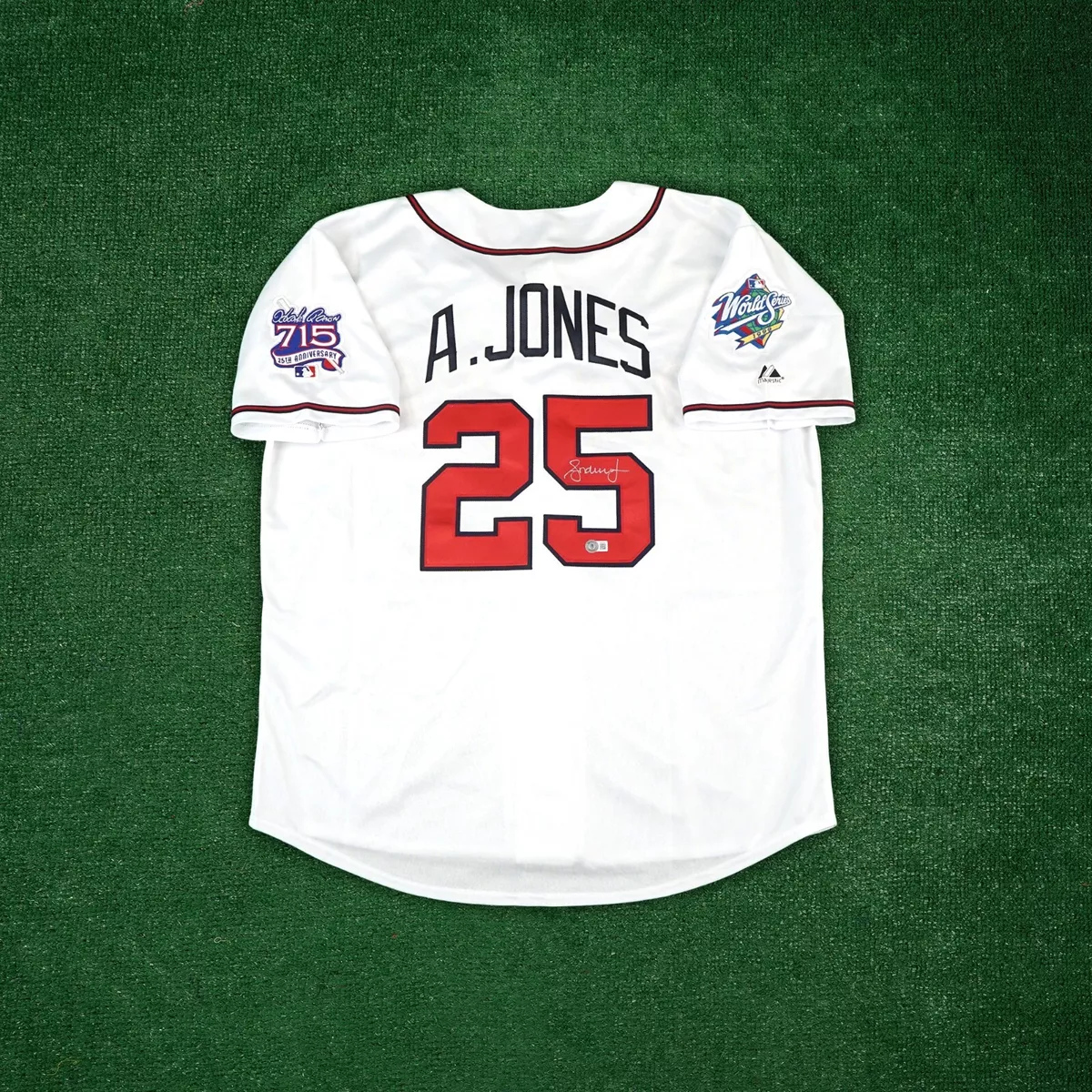 Andruw Jones signed 1999 Atlanta Braves World Series Home White Jersey BAS