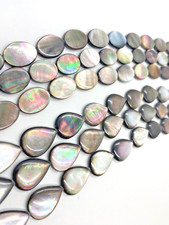 Natural Black Lip Shell Beads Ovals Teardrops 16in. Strands