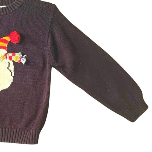 Talbots Kids Snowman Sweater Navy 100% Cotton Christmas Sweater Sz. 5 - Picture 4 of 6