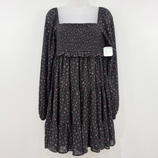 Altar'd State Marissa Floral Mini Dress M NWT Coquette Dark Romantic Babydoll