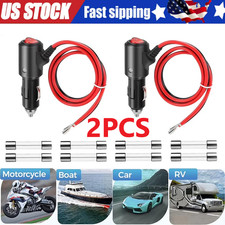 2pcs 12-24v Fused Led Car Cigarette Lighter Plug Socket Cable Adapter W Switch 2pcs 12-24v Fused Led Car Cigarette Lighter Plug Socket Cable Adapter W Switch