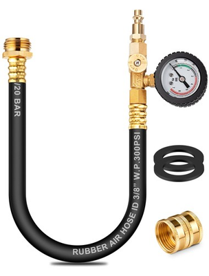 #ad Dual Purpose RV Winterizing Kit with Pressure Gauge 17Inch Hose Blow Out Fit... $38.06